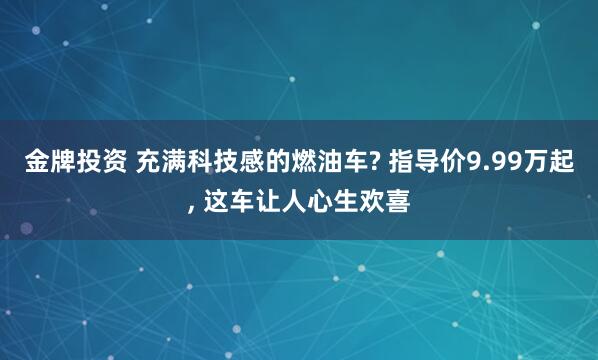 金牌投资 充满科技感的燃油车? 指导价9.99万起, 这车让人心生欢喜